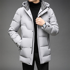 中老年可脱卸帽羽绒服男中长款爸爸装休闲外套上衣QLMF21158-P300，男装羽绒服，电商B212（原钱塘6029）