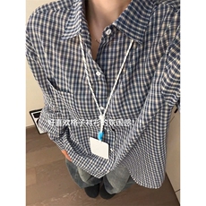 2026新款格子衬衫长袖慵懒风美式衬衣外套男女C64147-TP3059，男装衬衫，电商A102