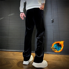 加厚双面金丝绒长裤加绒垂感直筒休闲裤慵懒宽松卫裤K088-P48，男装休闲裤，星座703-1