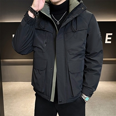 新标90白鸭绒2025年连帽时尚潮流保暖羽绒服男YR6063-P240，男装羽绒服，电商D240-242