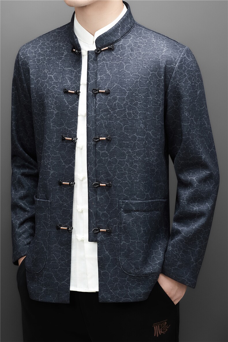 常货中老年山羊绒含加绒唐装套装男中年风唐装外套,男装休闲套装,钱塘723