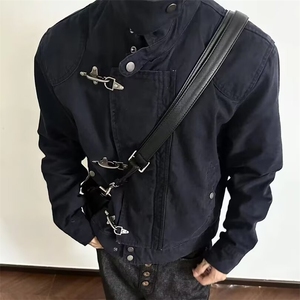 高级感短款拉链工装夹克男秋冬美式复古高街潮牌vibe风机车服外套