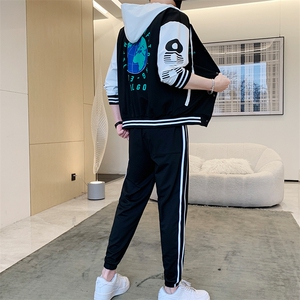新款秋冬季卫衣棒球服连帽夹克男装青少年运动休闲套装DF316P70图片