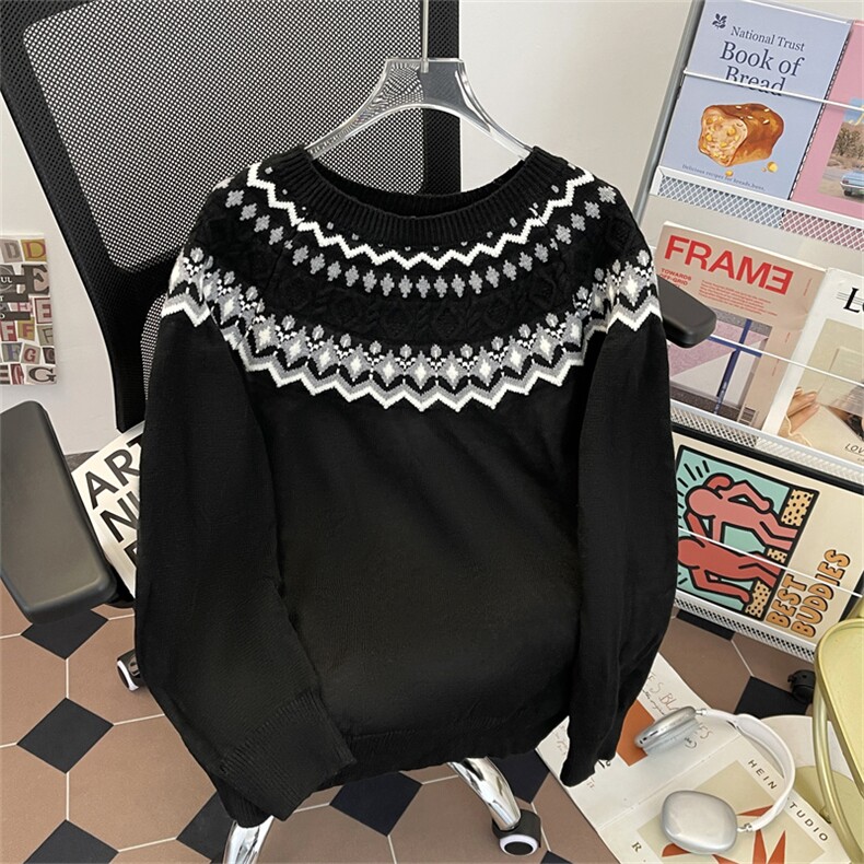 秋冬季新款印花圆领针织衫潮流宽松加厚保暖毛衣打底衫,男装T恤,星座410-6（原星座1304-1）