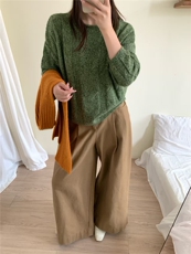 2025年秋季常规款通勤单件长袖花纱扭花套头，女装针织衫/毛衣，暖烁特种纱工厂店
