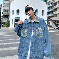 港风拼接牛仔外套男春季宽松ins2023新款潮流休闲夹克JK870-P70，男装夹克，星座1103-3