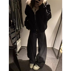 美式复古哈灵顿水洗座山雕夹克男女冬季加绒加厚毛毛派克棉服外套，男装夹克，星座813-2