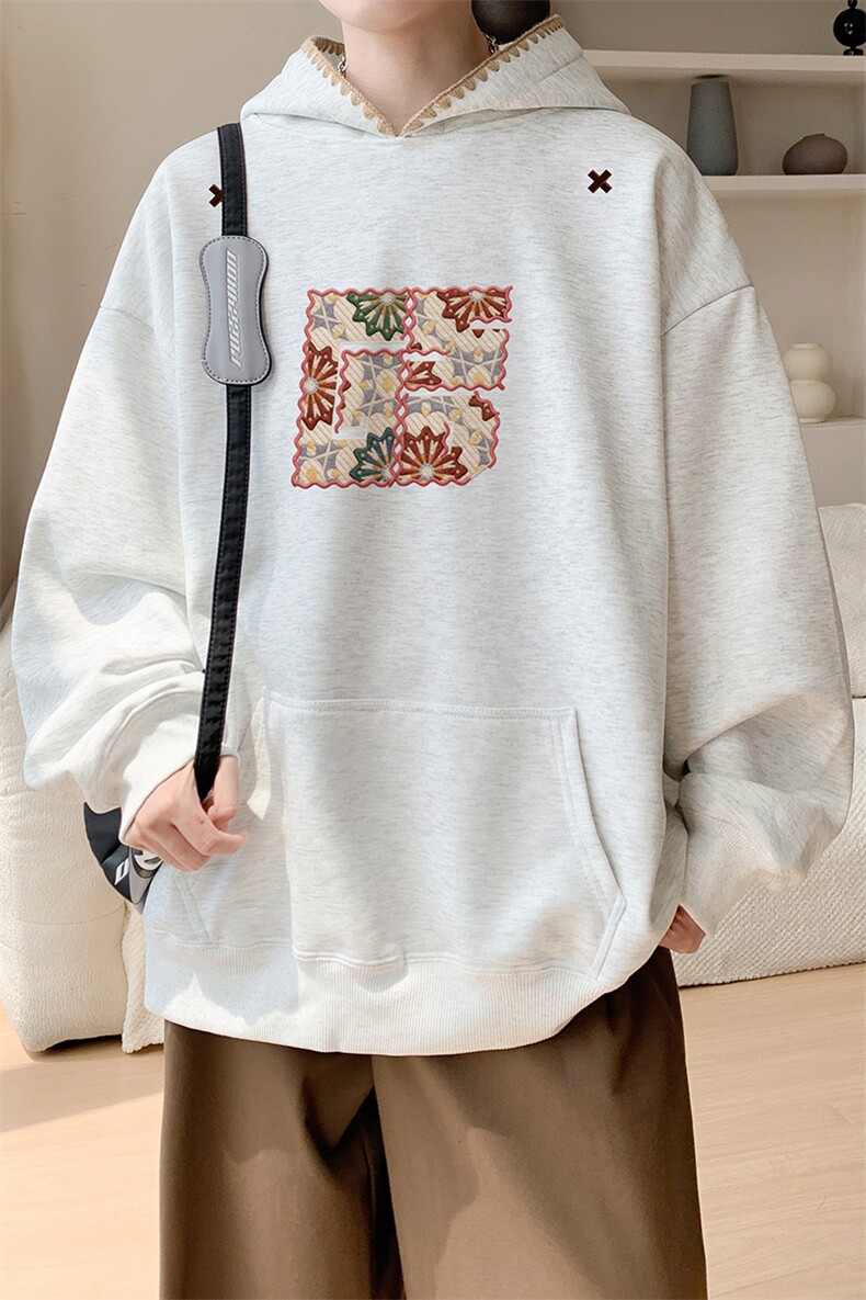 华棉春秋内景情侣复古宽松连帽卫衣男休闲外套WY00793/P45加绒P50,女装短外套,电商B316