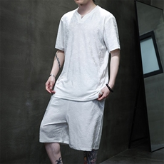 2026夏季风男装套装针织龙纹提花唐装套装短袖+短裤A100-P85，男装牛仔裤，电商B277(原6028)