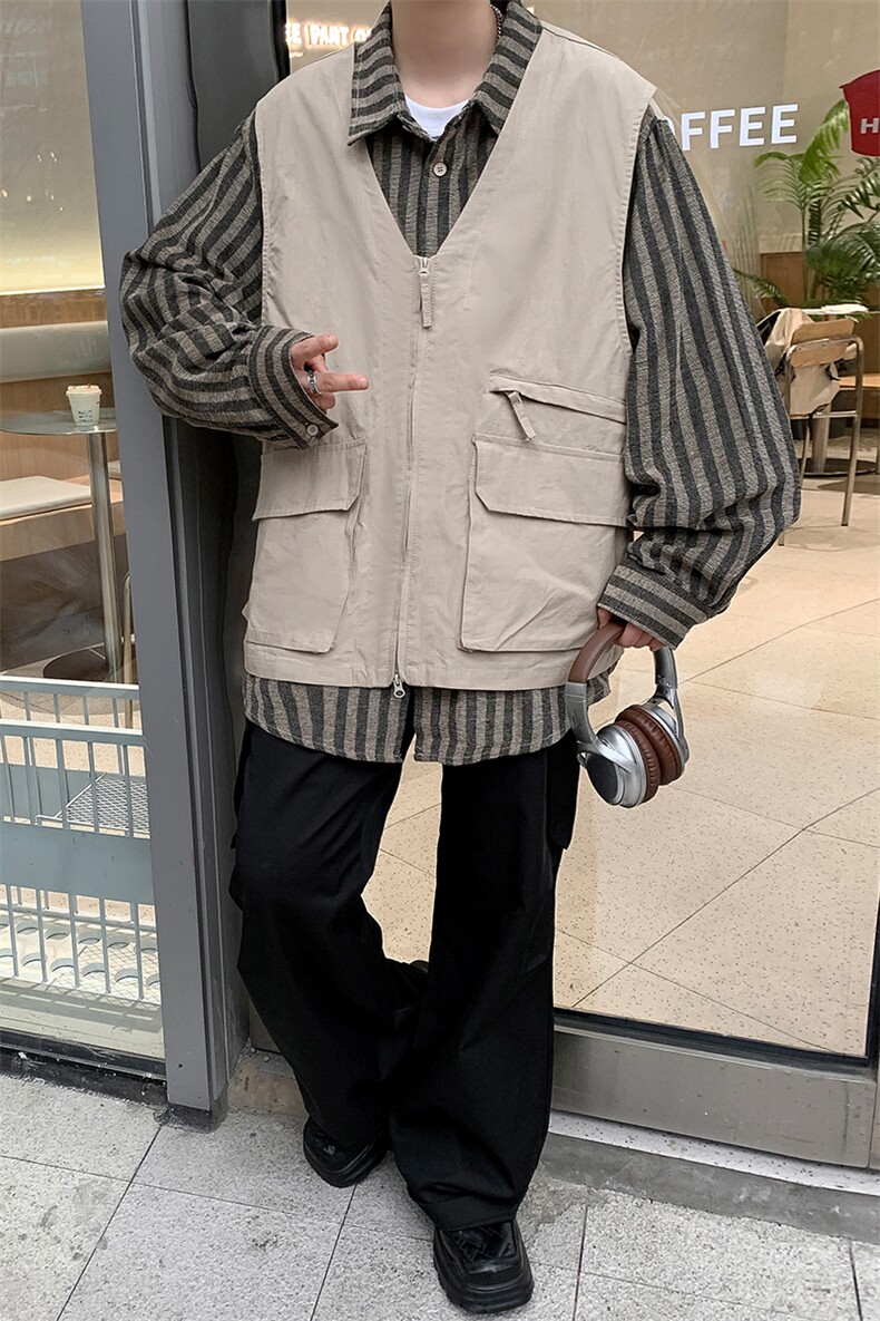 8XL-M特大码衬衫男假两件拼接衬衫新中式坎肩马甲外穿CS508TP68,男装衬衫,电商D206-1