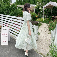 法式高腰A字碎花连衣裙女夏季2025新款爆款超好看高级感气质长裙，女装连衣裙，浙宝276（原081）