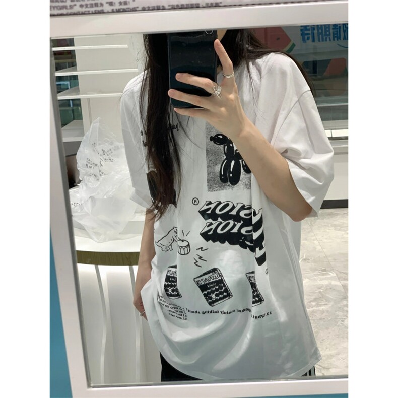 T0662-P30美式黑白小众猫咪字母印花纯棉短袖男女款,男装T恤,星座617A-2