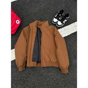 现货美式高街休闲棉衣夹克三防立领纯色户外工装加厚棉服外套图片