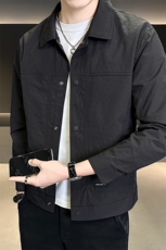 5202-L-4XL-P115店主风春季单排扣纯色翻领特殊面料夹克外套男，男装夹克，电商B255