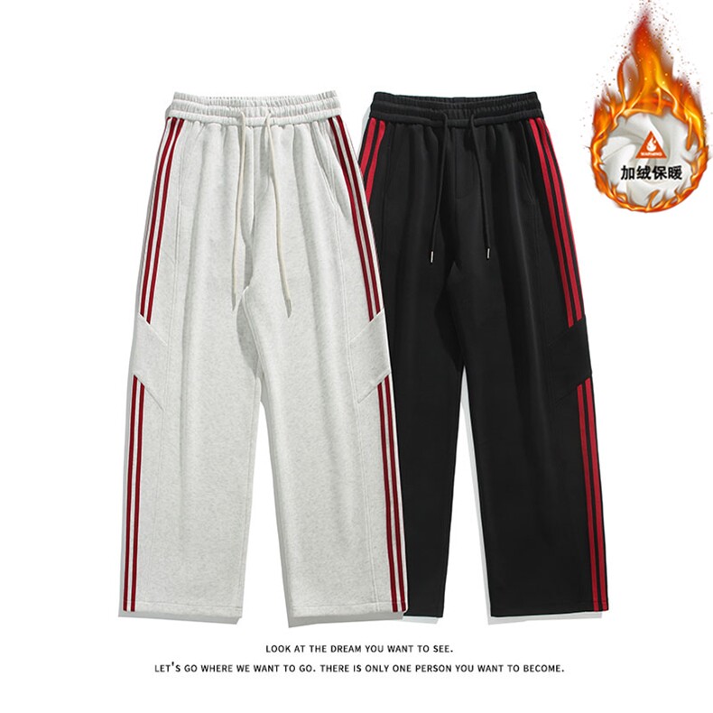 华棉条纹运动裤卫裤加绒保暖K8644JR（加绒）-特P39/K8644-特P36，男装休闲裤，电商A007