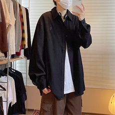 马标刺绣男夏季穿搭宽松松弛感长袖衬衣薄款上衣C2258-特价P40，男装衬衫，电商A007