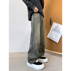 主推款！现货直筒牛仔裤男宽松水洗做旧长裤A080-6101-P6588，男装牛仔裤，电商A080