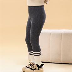 2025年秋季新款拼色羊毛打底裤舒适休闲百搭修身，童装裤子，群鹿羊绒