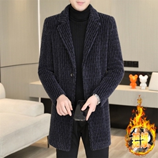 加绒加厚西装领大码中长款型男商务休闲青年外套男D90-P175，男装西服套装，星座310B-3