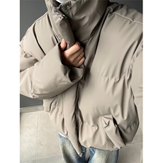 现货5W件冬季三防重磅boxy短款羽绒立领PU皮棉衣外套男女加厚棉服，男装棉衣，电商A486