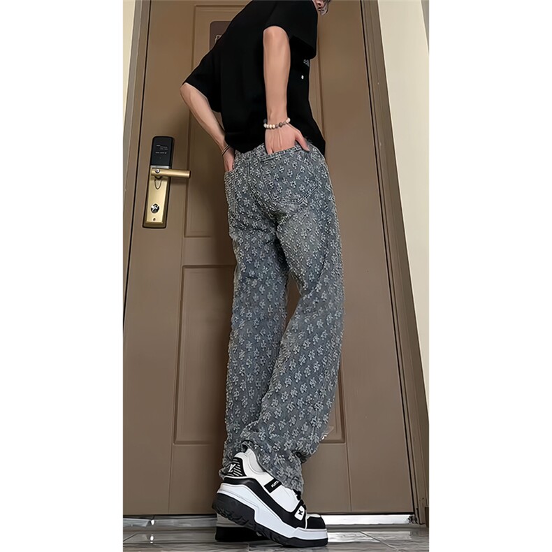 【自拍图·拿图不拿货】提花满印牛仔裤子男女KZT63CC-特P45图片