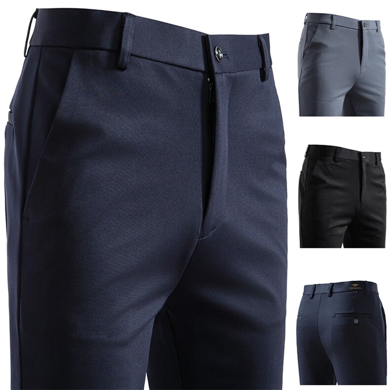 男士休闲长裤子四面弹力裤宽松直筒西装裤511P24，男装西裤，星座1706