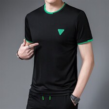 t恤男夏季潮牌冰丝免烫2023新款休闲衣服短袖圆领时尚百搭男装，男装T恤，电商B212（原钱塘6029）