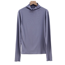 芷墨2021新款秋冬新款时尚经典百搭荷叶边打底衫上衣，女装针织衫/毛衣，芷墨服饰