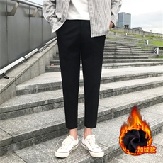 加绒九分裤黑色