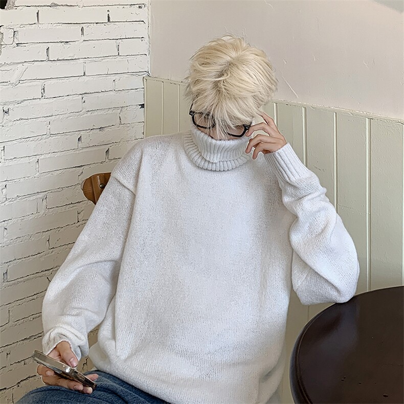 潮牌毛衣男冬百搭宽松圆领打底针织衫日系复古情侣线衣MY06-P43，男装T恤，星座308B-2