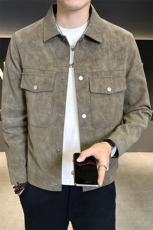 秋季皮衣外套男2025新款潮流帅气机车水洗皮夹克A313-1805-P145，男装皮衣，电商A313