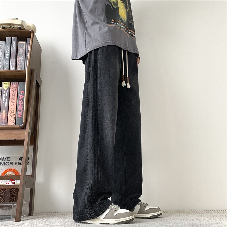破洞2024宽松复古牛仔裤直筒裤715-6-BK819特P50（控78），男装牛仔裤，星座715-6