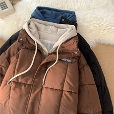 1506/2301/P75字母假两件冬季加厚连帽大码男女面包服外套2，女装短外套，星座1506