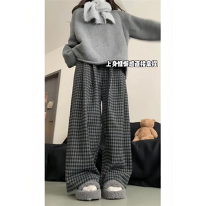 现货 格雷系黑灰格子阔腿休闲裤ZK0451-P35 加绒P4图片