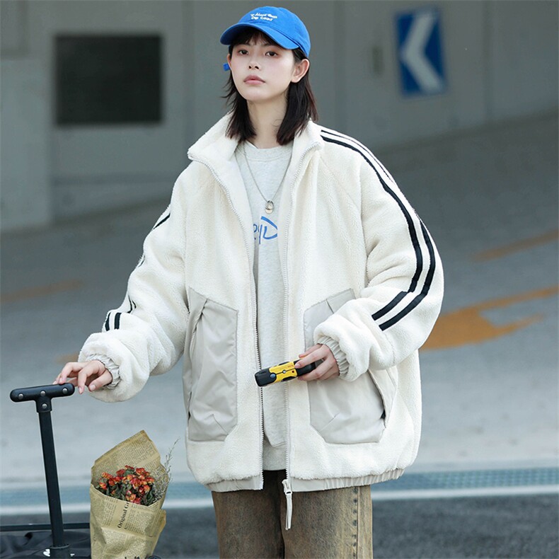 2024冬款中性加绒纯色棉衣羊羔绒立领外套男女8339-P125控价178,男装棉衣,电商A441-1