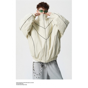 1506-1/MA5081/P86克莱因蓝条纹立领防寒服男棉衣冬装外套大码图片