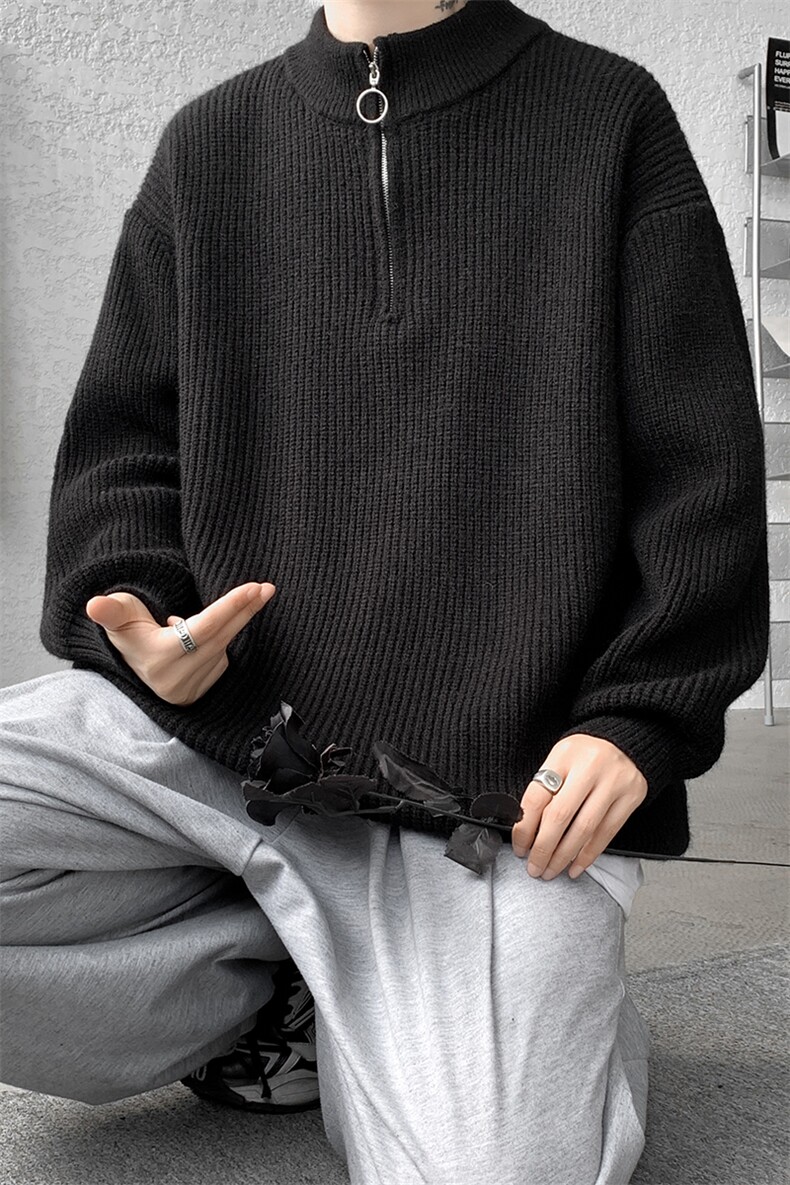 8XL-M特大码毛衫美式宽松时髦拉链立领开衫针织毛衣男MY1209P65,男装针织衫/毛衣,电商D206-1