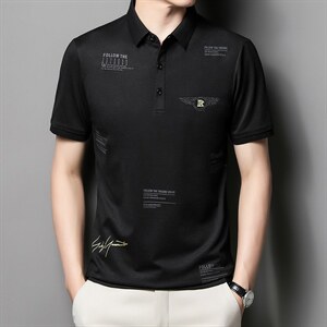 中青年夏季2022薄款男士短袖POLO衫透气丝光商务潮流半袖上衣P53图片
