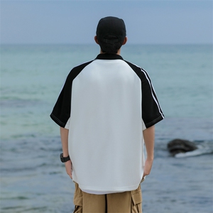 美式高街polo衫短袖男t恤夏季薄款2024新款痞帅插肩重磅潮牌上衣图片