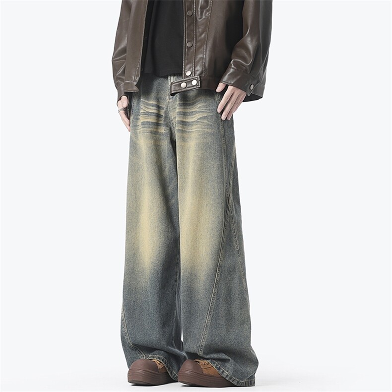美式高街牛仔裤男潮牌个性宽松休闲裤N3085-P55，男装休闲裤，电商D202