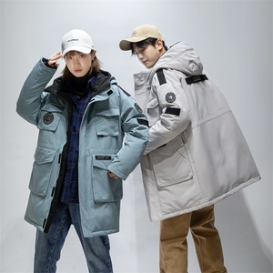 外外贸 团服班服2025秋冬中长款加厚连帽羽绒服保暖外套2201P145图片
