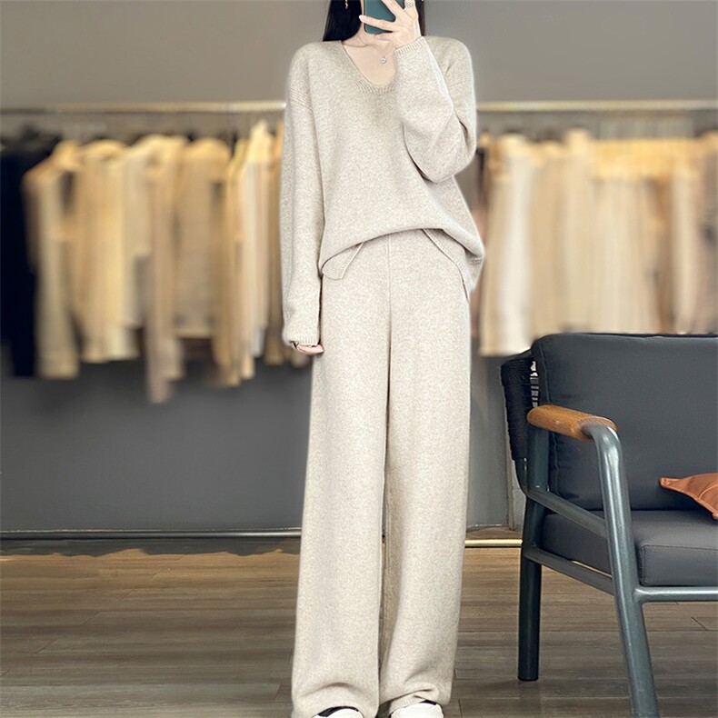 2025年时尚百搭通勤简约通勤简约V领侧开叉套装，女装套装/套裙，暖思雅