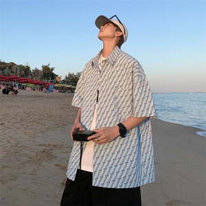 C0062-P40 夏季新款满印潮流翻领短袖衬衫图片