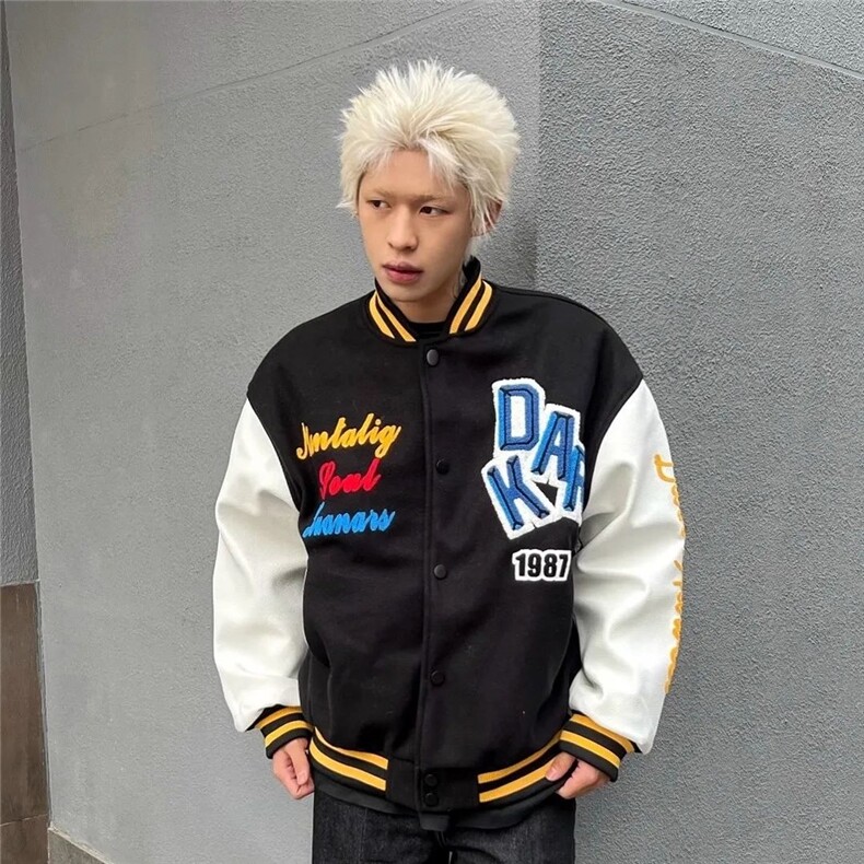 1506/GF6030/P63潮高街撞色情侣棒球服百搭宽松炸街痞帅夹克男,男装夹克,星座1506A