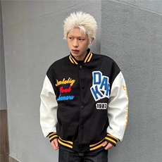 1506/GF6030/P63潮高街撞色情侣棒球服百搭宽松炸街痞帅夹克男，男装夹克，星座1506A