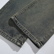 美式复古潮牌宽松微喇高街直筒裤男生工装XZ225-3-CK903-P55控75，男装牛仔裤，星座225-3
