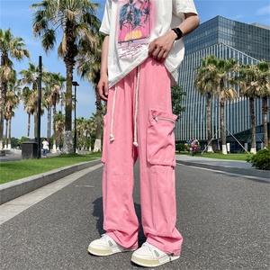 2024夏季多巴胺穿搭彩色工装裤男薄款潮牌直筒阔腿长裤 K7133-P50图片