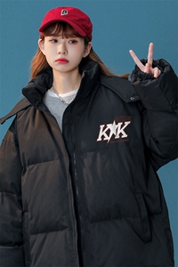 中性风22秋冬新款潮牌印花立领面包服连帽棉衣外套MY208P115控158图片