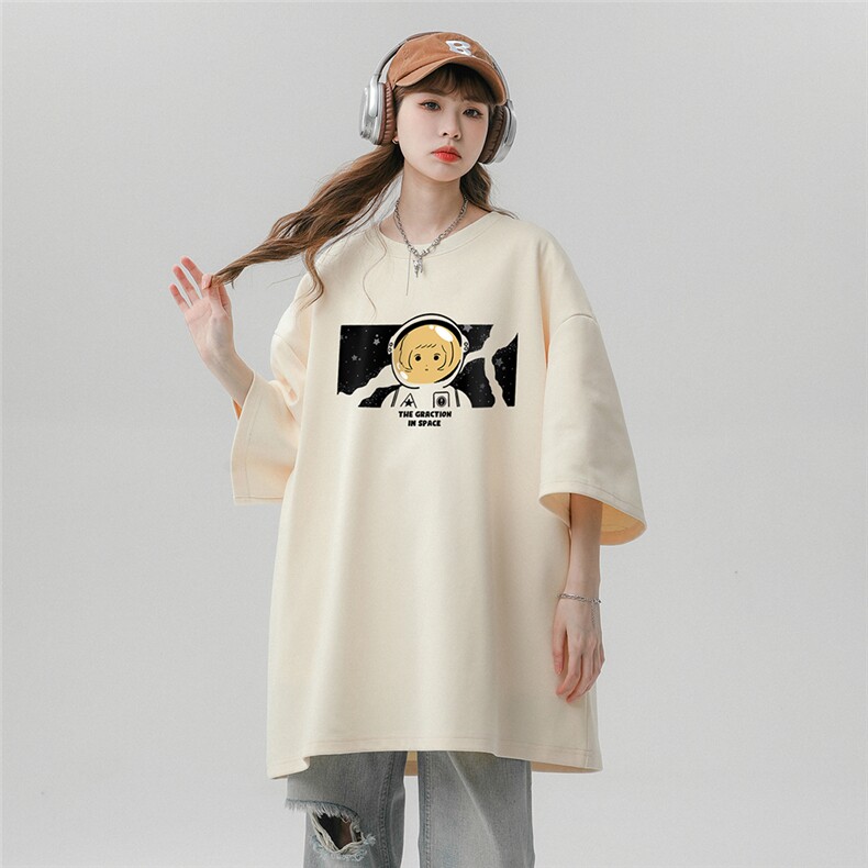 春夏新款宽松美潮街头女孩印花休闲短袖T恤T6083P25控38，男装T恤，电商A268