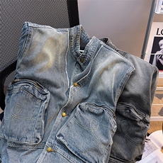 复古高街牛仔外套男装设计感cleanfit短款牛仔衫夹克JK08969-P83，男装工装外套，星座308B-2